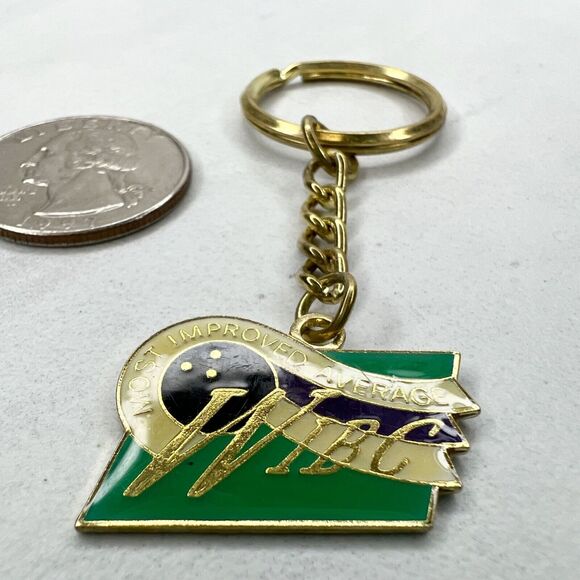 Vintage WIBC Womens International Bowling Most Improved Average Keychain Keyring - Picture 3 of 7